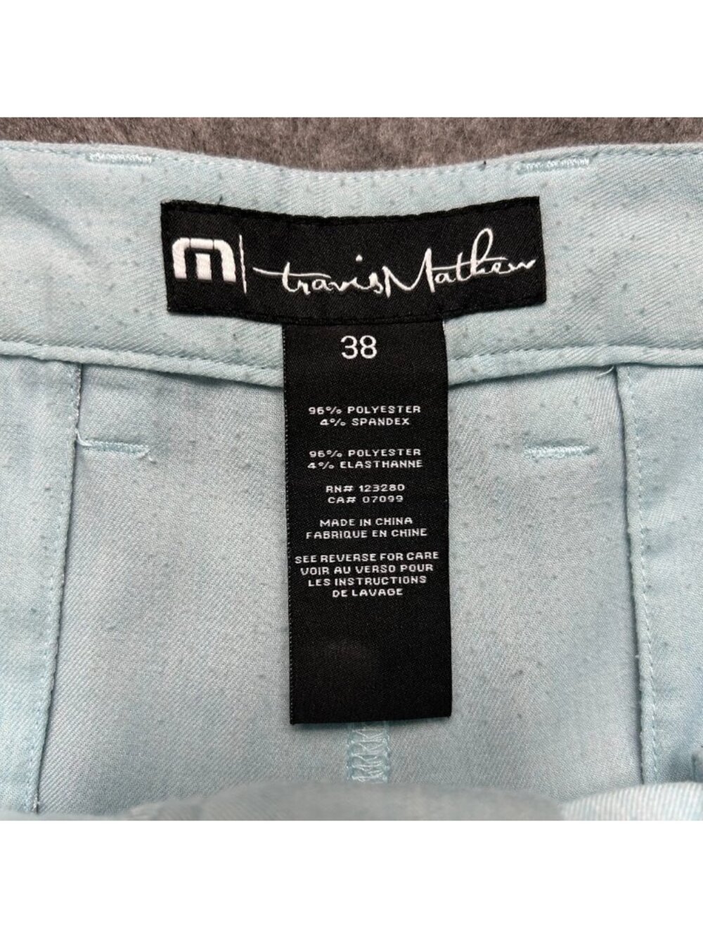 Travis Mathew Chino Shorts Mens 38 Light Blue Flat Front Classic "Read" - Picture 3 of 7